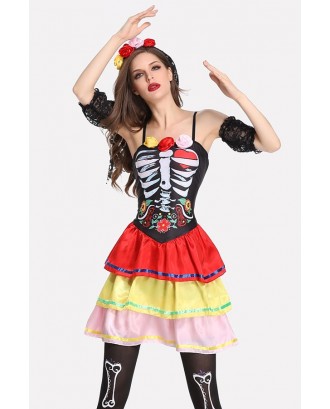 Multi Skeleton Dress Halloween Costume