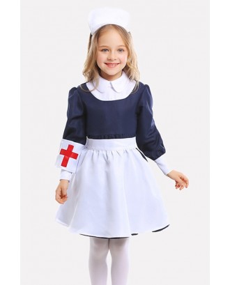 Dark-blue Nurse Kids Halloween Cosplay Costume