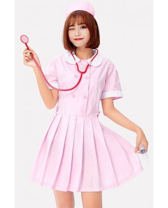 Light-pink Nurse Uniform Halloween Cosplay Costume