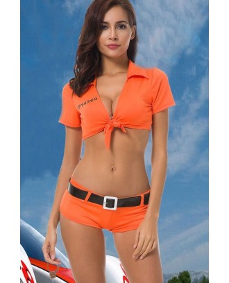 Orange Policewoman Sexy Uniform Cop Costume