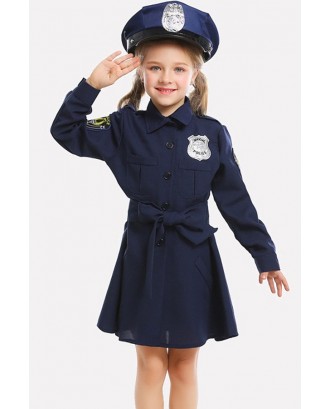 Dark-blue Cop Kids Cute Halloween Cosplay Costume