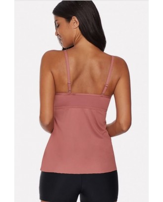 Pink Caged Strappy Padded Sexy Tankini Top