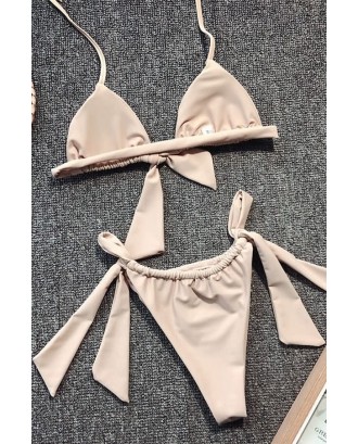 Knotted Halter Triangle Tie Sides Cheeky Thong Sexy Micro Bikini
