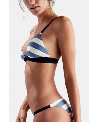 Light-blue Stripe Triangle Cheeky Skimpy Sexy Bikini