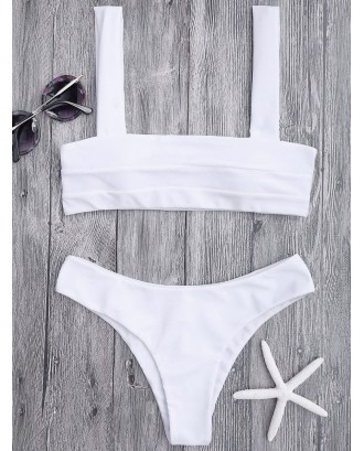 Bandeau Padded Bikini Top And Bottoms - White M