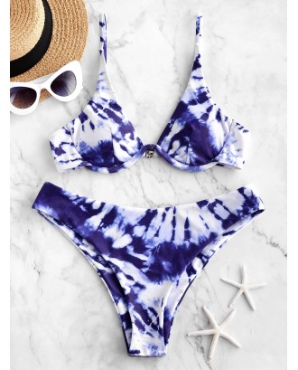  Tie Dye Underwire Cami Bikini Swimsuit - Multi-a S