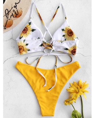  Sunflower Criss Cross Bikini Set - Rubber Ducky Yellow S