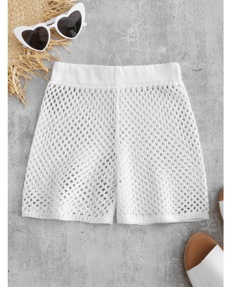 Sheer Crochet Shorts - White
