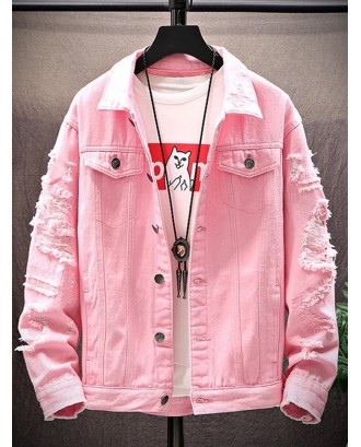 Destroyed Pockets Jacket - Pink L