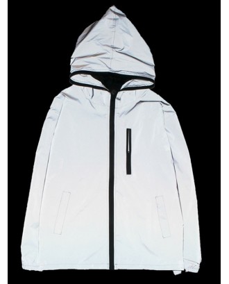 Luminous Design Zip Up Long-sleeved Jacket - Silver L
