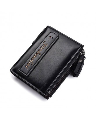 JINBAOLAI Multi-function Double Zipper Casual Men Wallet