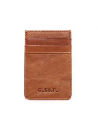 GUBINTU 111 Anti-theft Genuine Leather RFID Card Holder Mini Thin Wallet