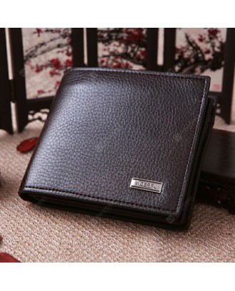 LS994 Men's PU Short Wallet Embossed Purse Contracted Style Solid Color