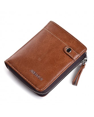 JINBAOLAI Leisure Business Zipper Bifold Leather Wallet