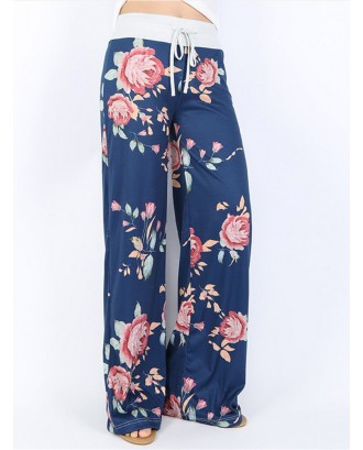 Casual Loose Flower Printed Women Pants